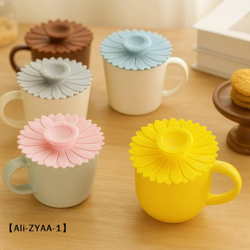 1Pcs Silicone Drink Cup Lids 10.4cm Creative Round Mug Cover Reusable Anti Dust Cup Covers Cute Coffee Mug Lid