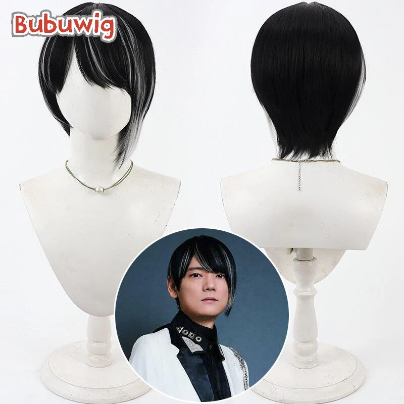 

Bubuwig Synthetic Hair Nox Cosplay Wigs Kamen Rider Zeztz Nox 30cm Short Straight Black Mixed Silver White Wig Heat Resistant