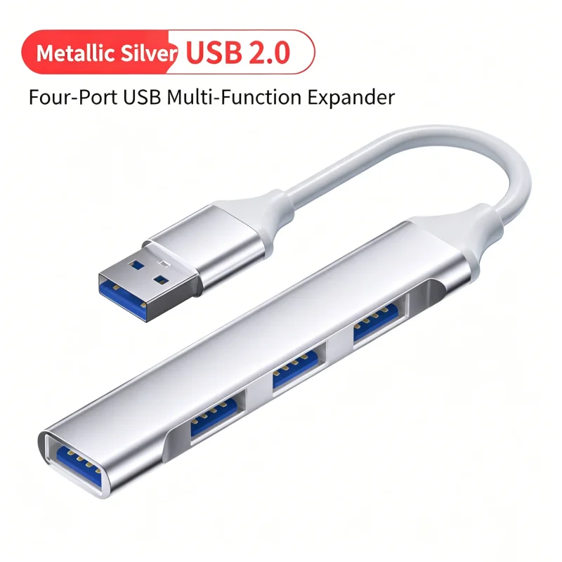4 Port USB 2.0 Hub USB-A & Type-C Multi Port Splitter High Speed Data Transfer Adapter For Laptop PC，Micro USB 0.3m Cable - view 6