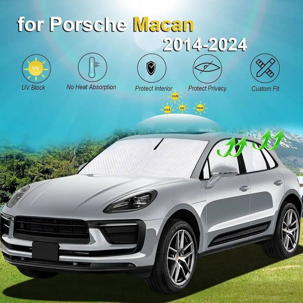 ظلال شمسية مطورة بتغطية كاملة لعام 2014-2024 بورش ماكان، حماية من الأشعة فوق البنفسجية للنافذة الجانبية والخلفية مع خصوصية للاستخدام الخارجي #2