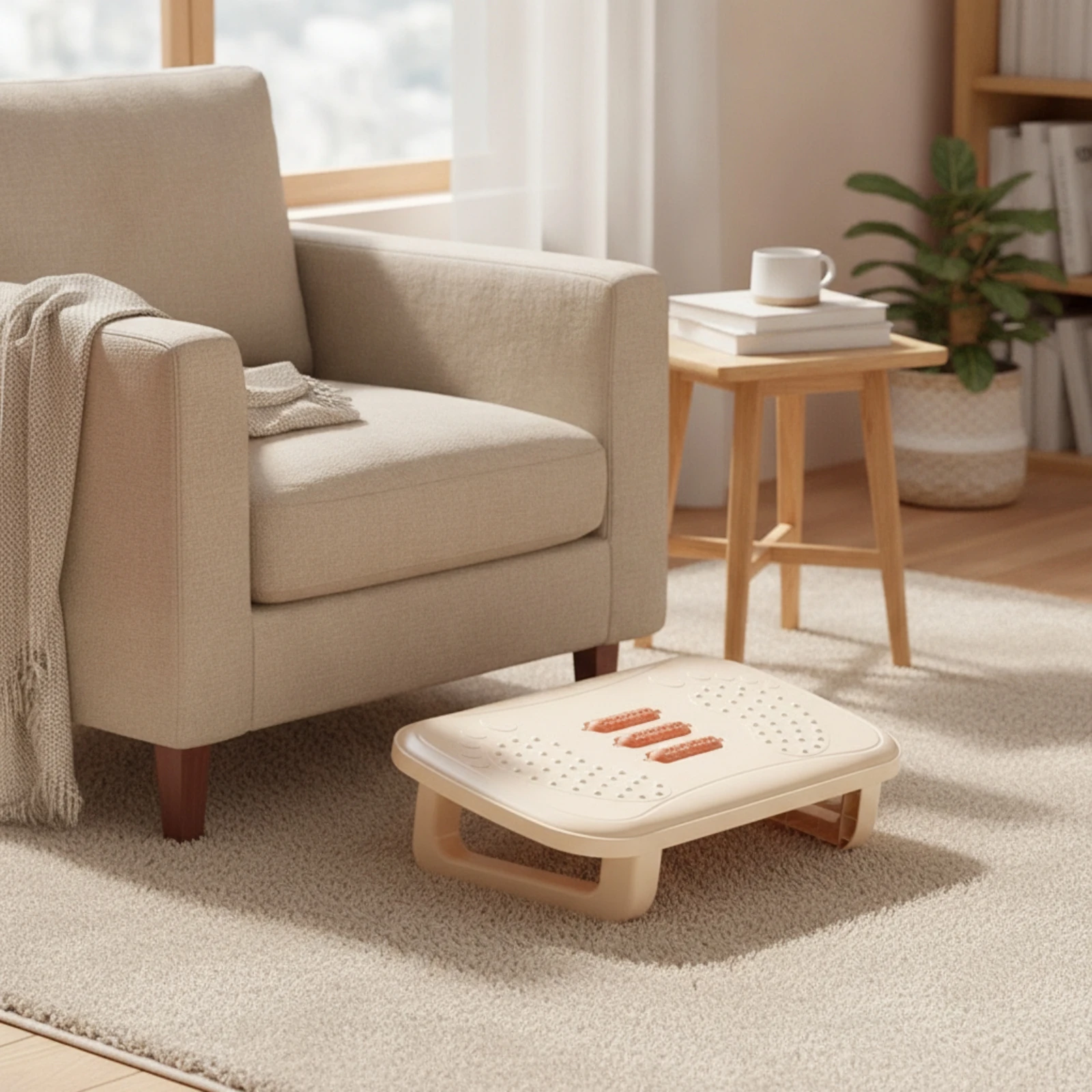 Foot Stool with Textured Platform Collapsible Folding Foot Stool Plastic Footrest Compact Furniture Lightweight