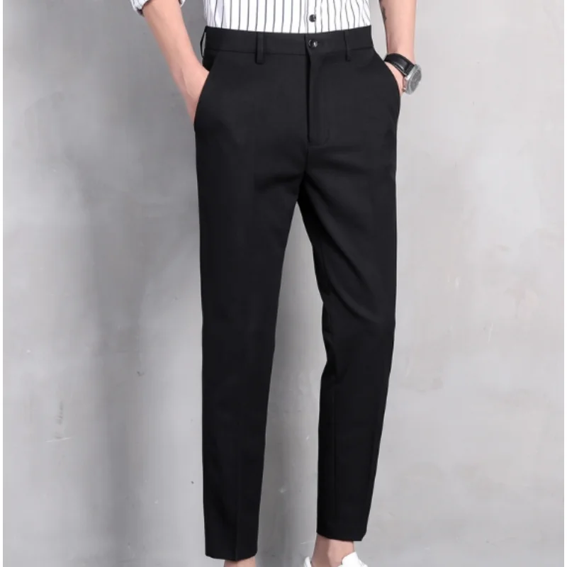 Suit Pants Men Business Casual Trousers Formal Dress Straight Pants High-end Elastic Classic-Fit Wrinkle-Resistant Chino Pant