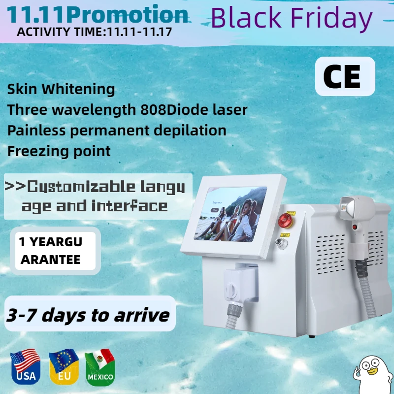 Double 11 Sales Depiladora Laser Diode Laser Painless Hair Removal Machine Permanent Ice Platin Cooling System 3Wavelength