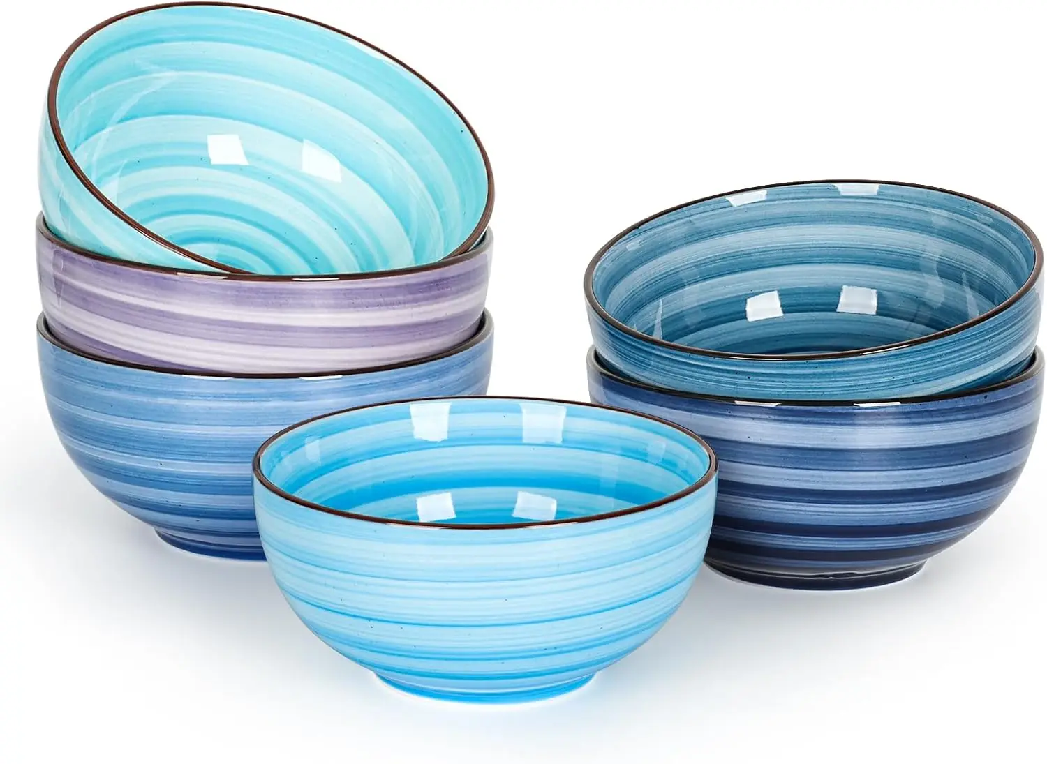 

6-Piece Ceramic Dessert Bowls Set, 12oz Microwave & Dishwasher Safe, Assorted Colors