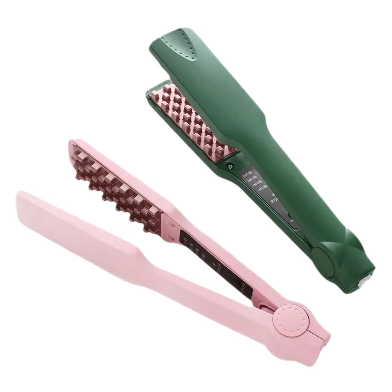 Dual curling iron for straight & curl, anion wet-dry paddle, fluffy lazy hairstyle, no hair damage