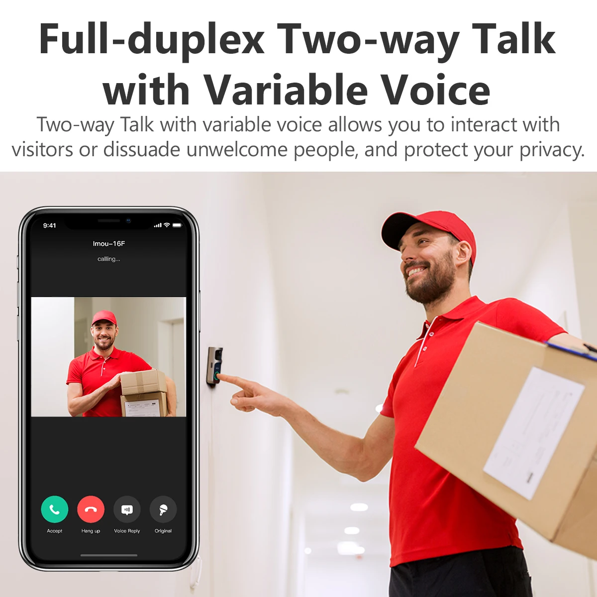Videocitofono IMOU 2S con campanello Batteria ricaricabile da 5000 mAh Rilevamento umano Conversazione bidirezionale Impermeabile 100% senza fili
