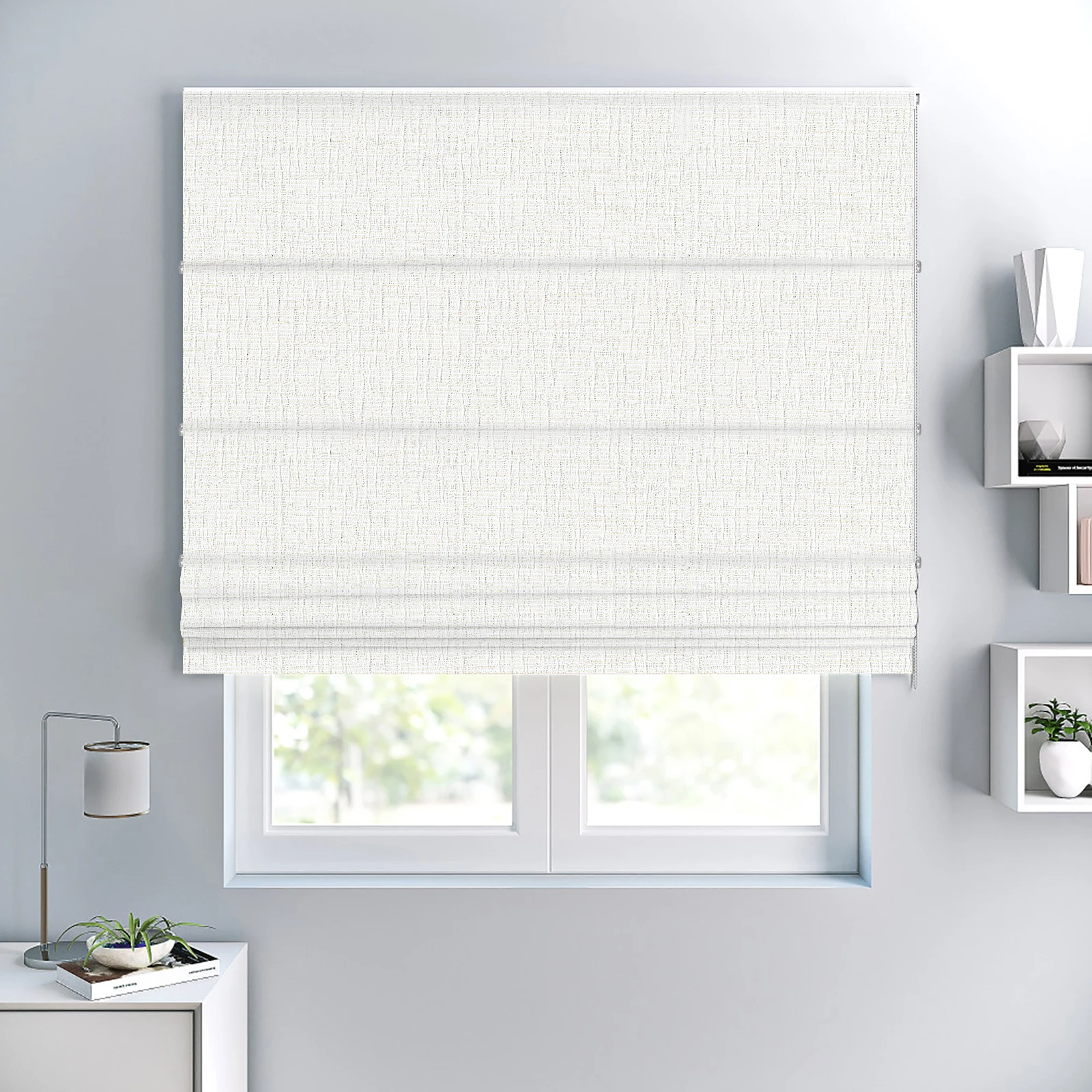 

Custom Cordless Roman Shades - Fabric Privacy Single Panel Darkening, Energy Efficient, Thermal Insulated Window Blind Treatment