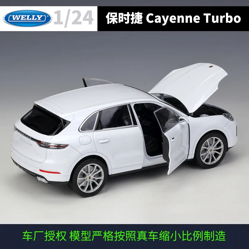 WELLY 1:24 Porsche Cayenne Turbo Performance SUV - Carro modelo fundido em liga oficial licenciado, veículos de exibição de colecionador