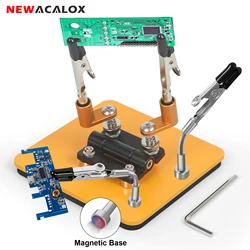 NEWACALOX Helping Hands Third Hand Soldering Tool PCB Holder with Magnetic Flexible Arms for Soldering Electronic Repairing
