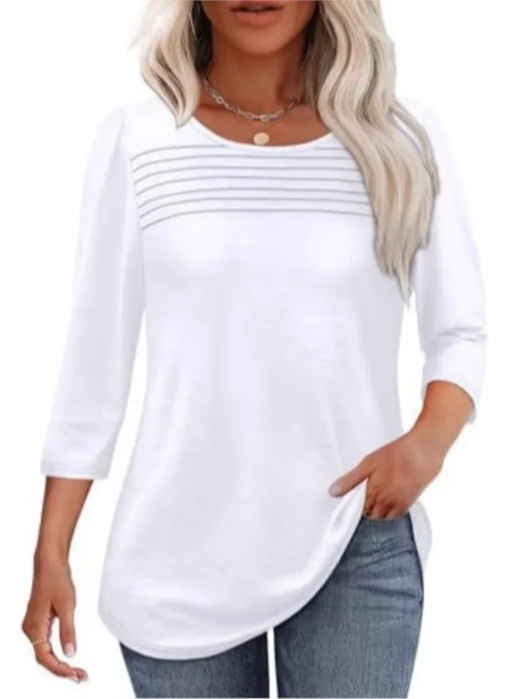 

Women's Casual T Shirt Top Fashion Solid Office Womens Clothing O Neck Long Sleeve Pullover Tshirts Tops For Women Spring Autumn
