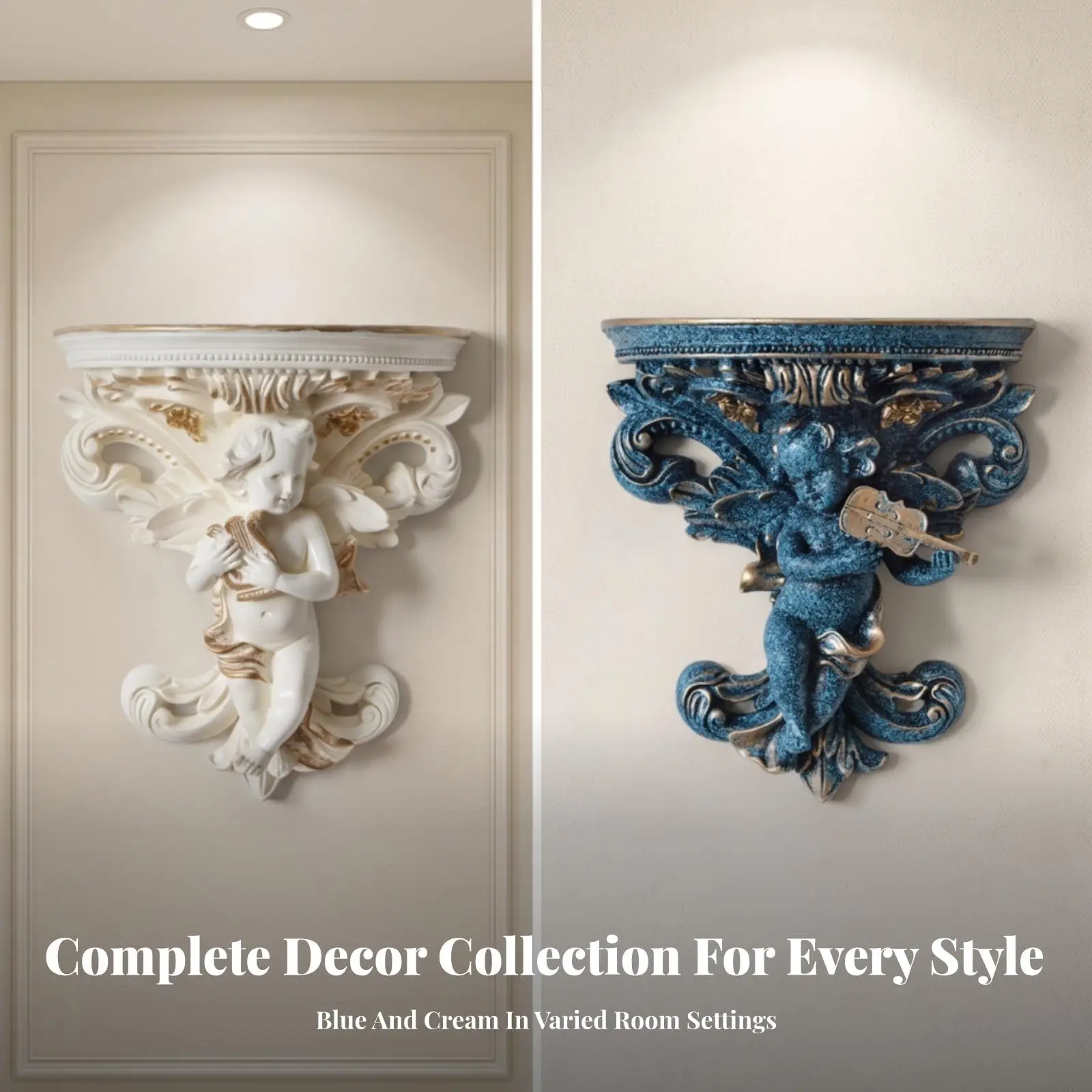 Versatile Cherub Wall Shelf | European-Style polyresin craft, Wall Shelf with