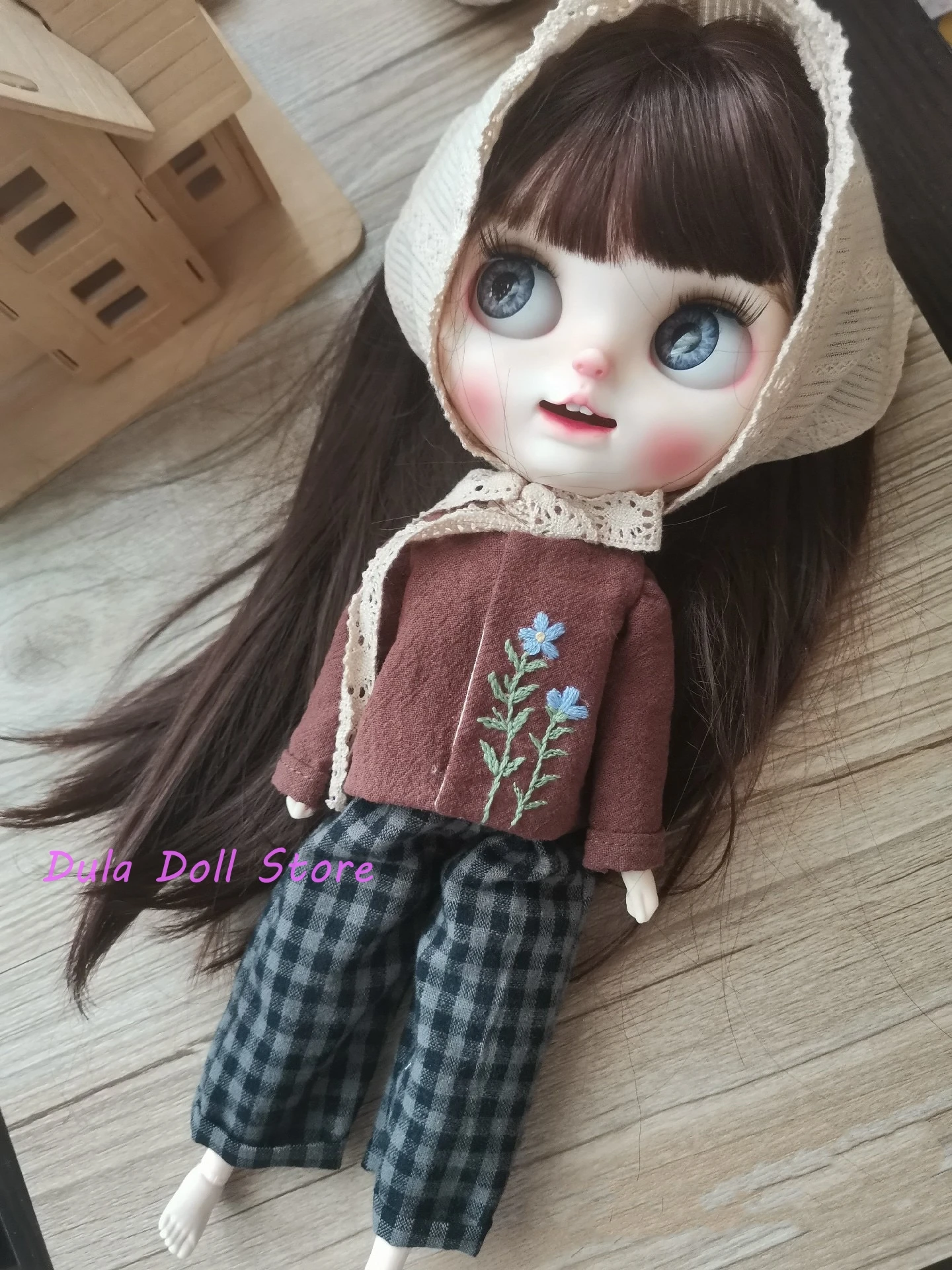 Dula Doll Clothes Tea dye suit top embroidered Blythe Qbaby ob24 ob22 Azone Holala Licca ICY JerryB 1/6 Bjd Doll Accessories