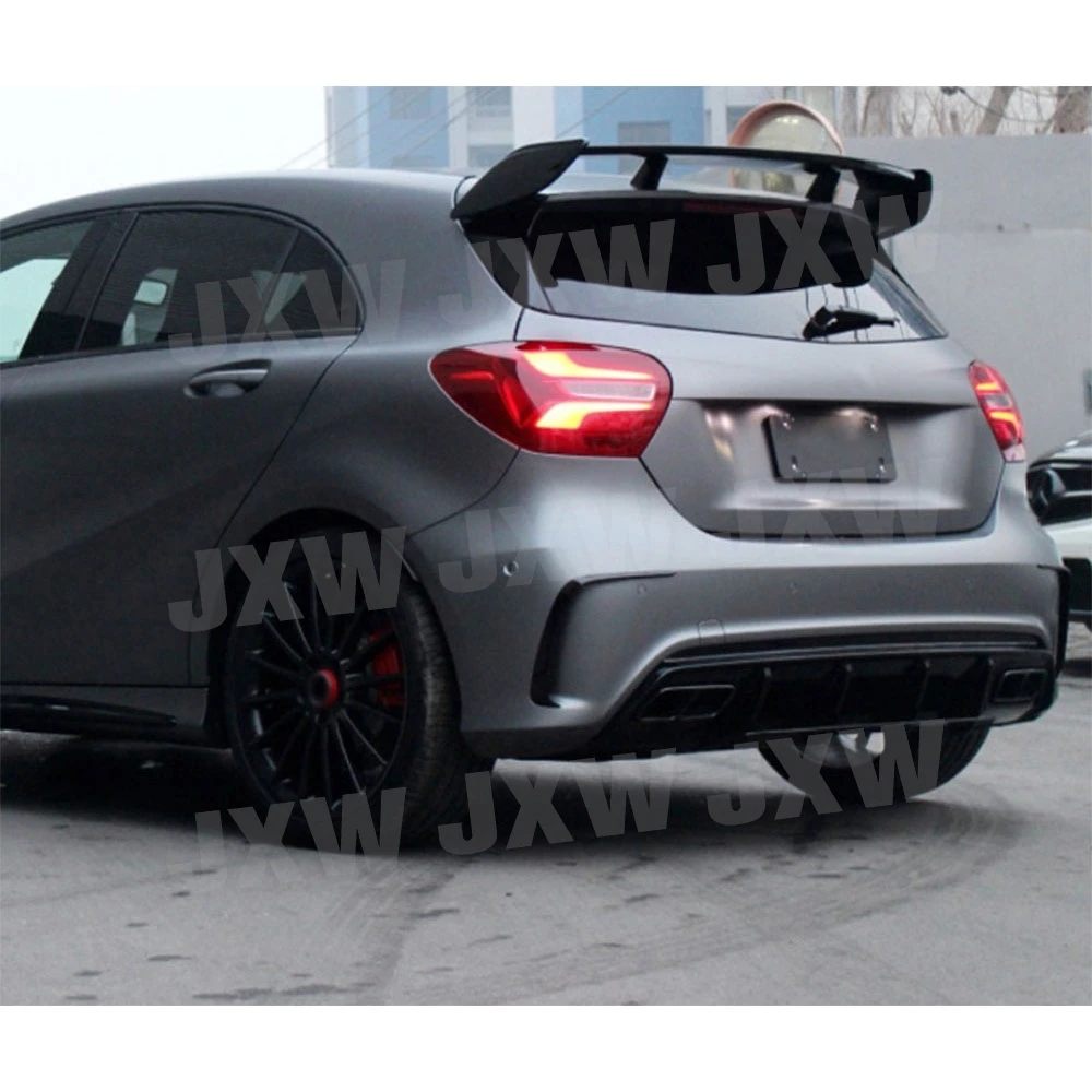 JXWANCF ABS أسود لامع خلفي الجذع الشفاه سبويلر لبنز A-Class A180 A200 A260 W176 لأجنحة المفسد الخلفي AMG ABS