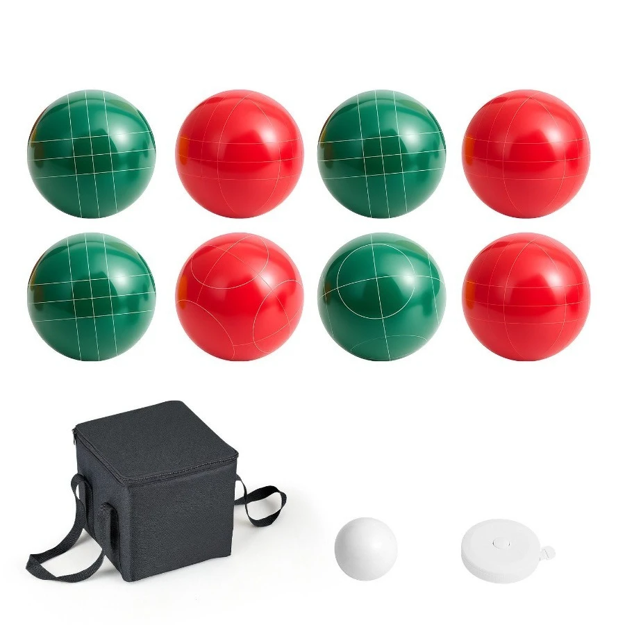

Bocce Ball Set, 107mm, with 8 Resin Balls, Pallino, Carrying Bag and Measuring Rope, Red and Green 2 Colors, for 2 to 8 Players
