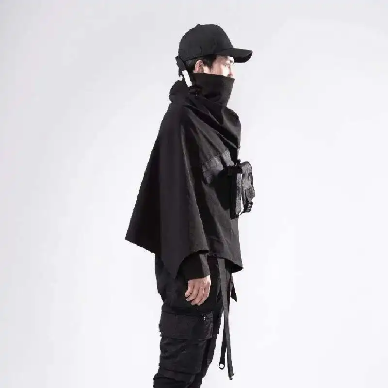 HKSH Spring Autumn Men's Tide Punk Tactical Zipper Outdoor Windproof Shawl Techwear Coat Trend Cape Chic Dark Windbreaker HK2276