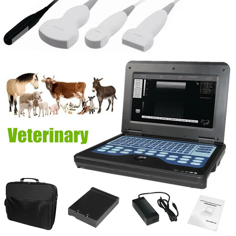 CMS600P2 Veterinary Ultrasonic Machine B Ultrasound Scanner Cow Sheep Sow Animals Pregnancy Tester 3.5/7.5MHz /6.5 MHz Sensor