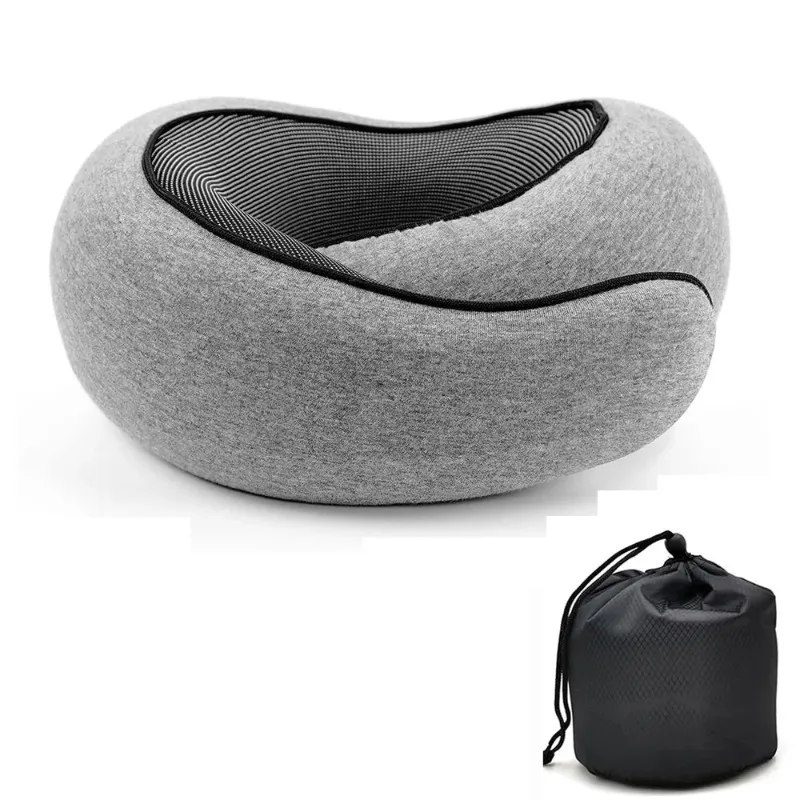 

Travel Neck Pillow Memory Foam U-shaped Pillow Snail Style Travel Neck Support Portable Adjustable Soft Noon Break Sleep Pillows
