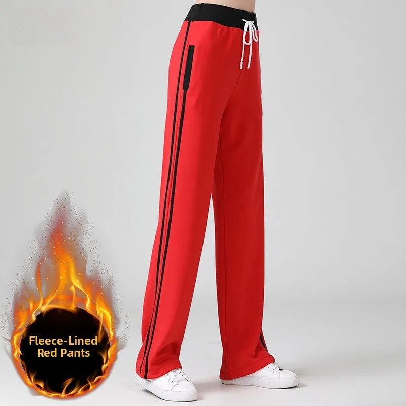 

Женские брюки для танцев, свободные брюки Spor Fce на подкладке для квадратных танцев, широкие брюки для гимнастики, повседневные брюки