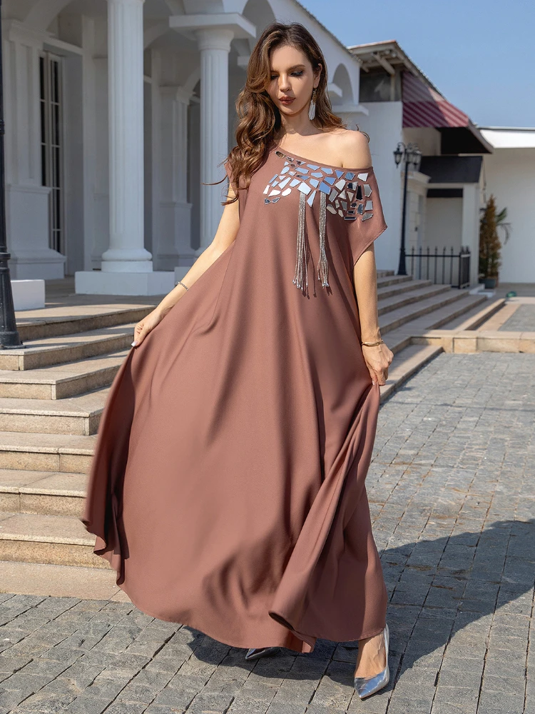 Eid Dubai Party Dress Women Women Jalabiya Abaya Ramadan Long Dresses Abayas Woman Sequins Kimono Robe Caftan Vestidos 2024