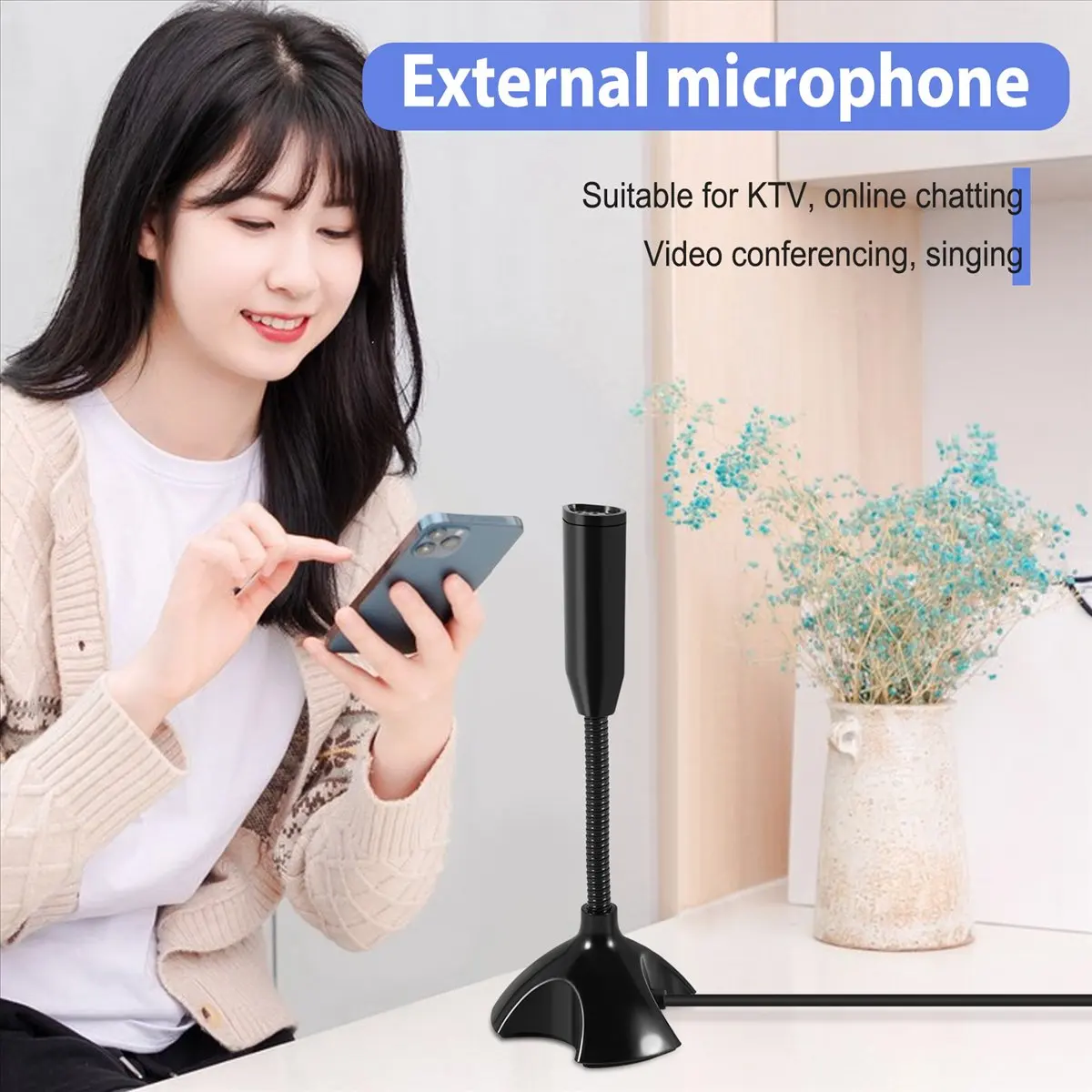 USB Microphone Web Flexible Noise Canceling Mic For PC Computer Laptop Stand