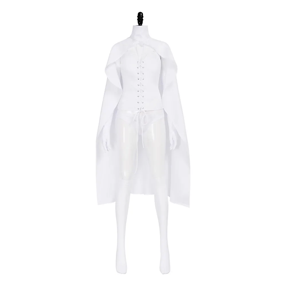 

White Fantasia Queen TV Emma Cosplay Grace Frost Costume Adult Women Top Shorts Cloak Outfits Carnival Party Suit