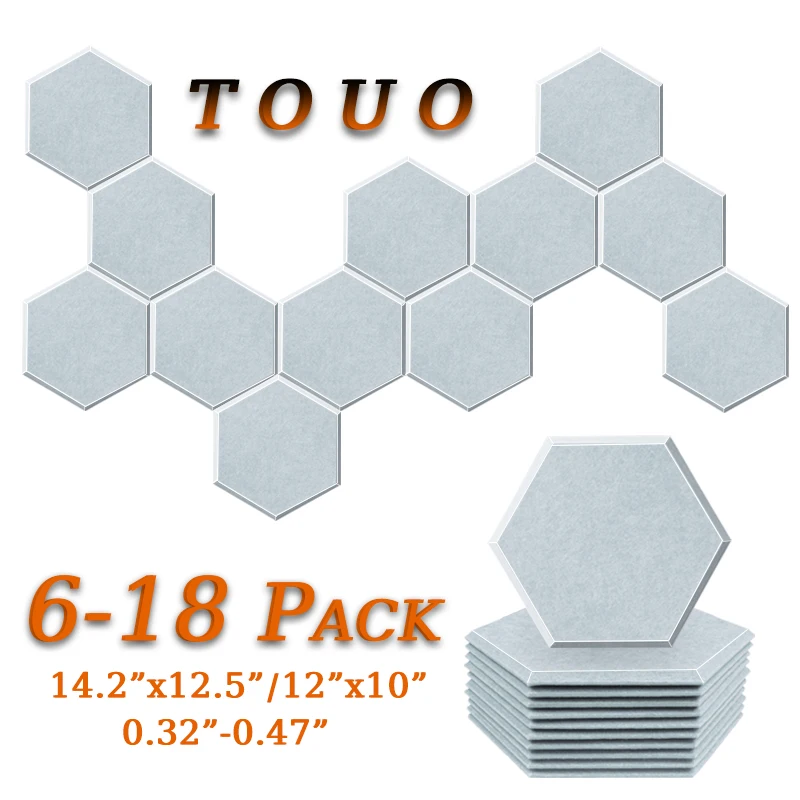 

TOUO 6/12/18 Pcs High-Density Acoustic Panel Sound Absorbing Ceiling Material Soundproof Wall Panels Offices Acoustic Treatment