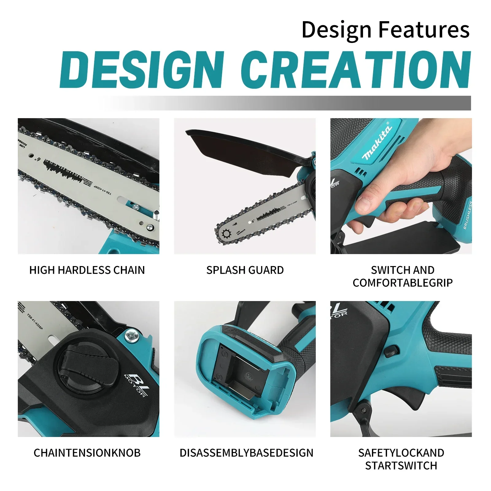 ماكيتا 18 فولت منشار سلسلة لاسلكي بدون فرش 20 مللي متر السكتة الدماغية 8.0 متر/الثانية سرعة مكافحة الطيران سبلاش يربك التشحيم التلقائي لتقليم الحديقة