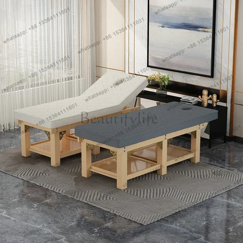 Factory Direct Sales Nordic Solid Wood Massage Tables Adjustable Beauty Salon Massage Tables Ear Picking And Moxibustion Furnitu
