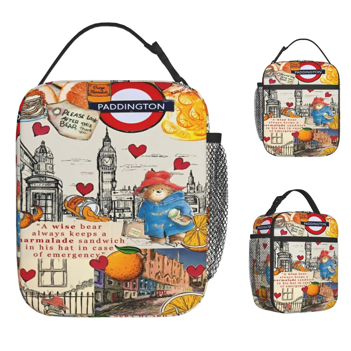 

Paddingtons Bear Lunch Bag For Girls Print Lunch Box Cute Outdoor Picnic Bag Portable Insulated Oxford Thermal Tote Handbags