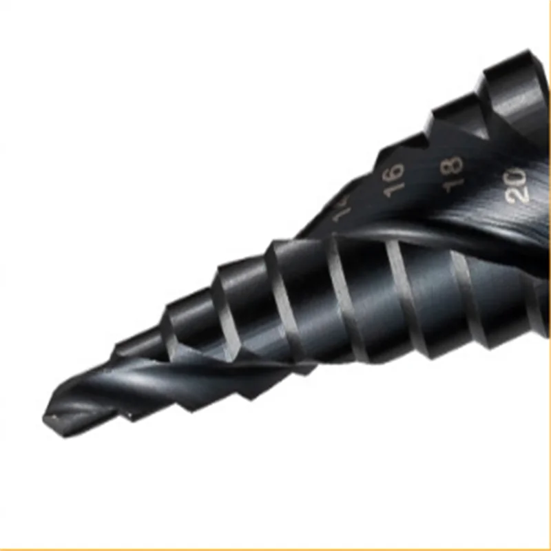 Broca de etapa de aço inoxidável M35 Aço de alta velocidade Cobalto Preto Cone Hex Shank Contendo Alarme Pagode Broca 4-22 5-21 5-27