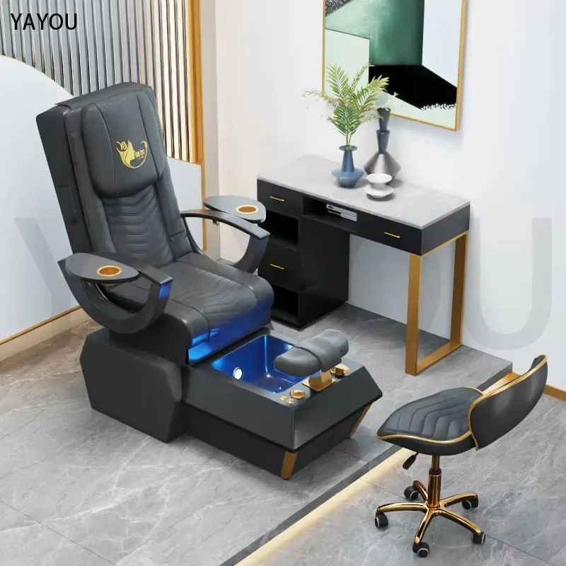 

Luxury Black PU Leather Massage Pedicure Chair For Nail Salon And Beauty Spa
