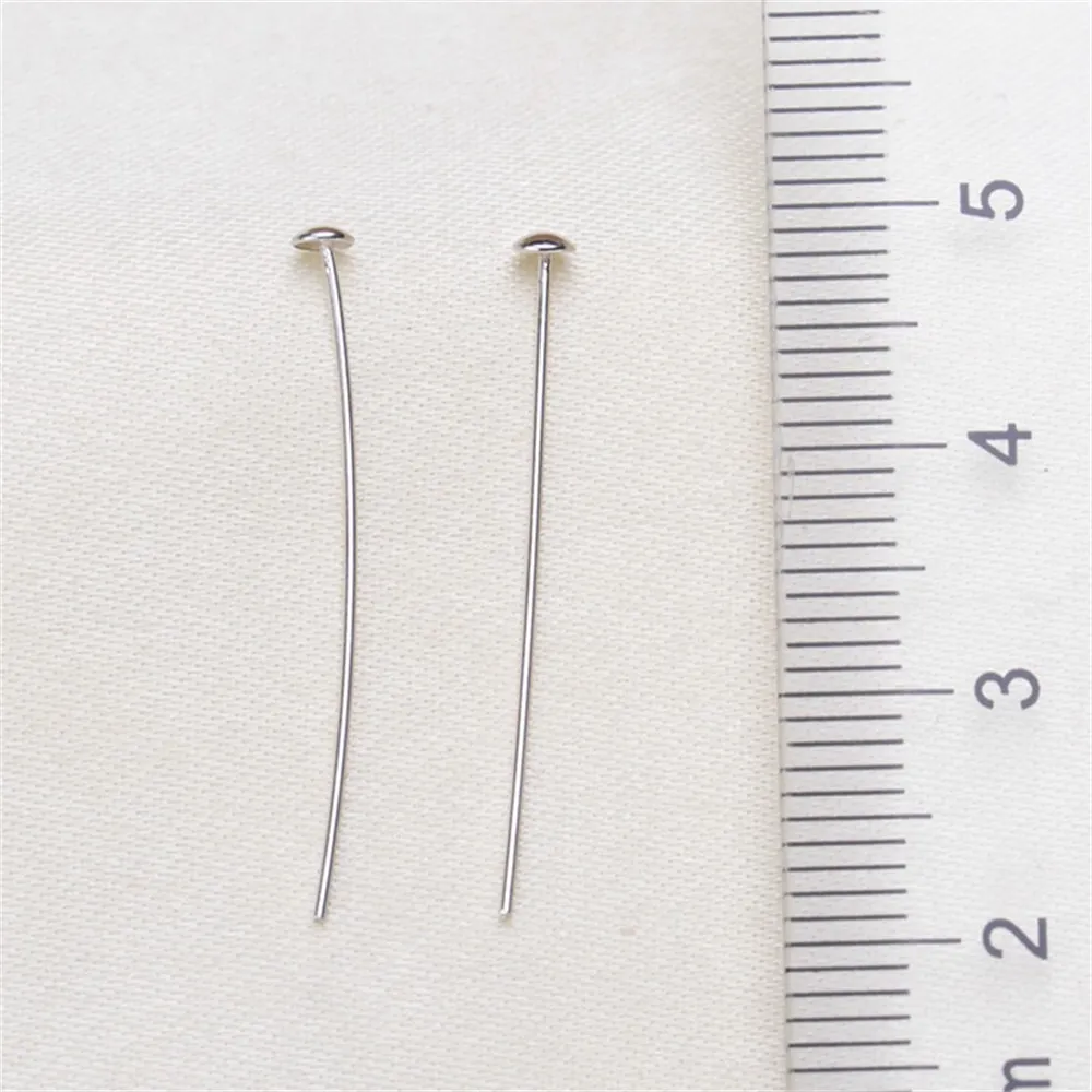 DIY Accessories S925 Sterling Silver Plated White Gold T-Needle T-Needle 3cm Through-hole Pearl Making Needle Z032