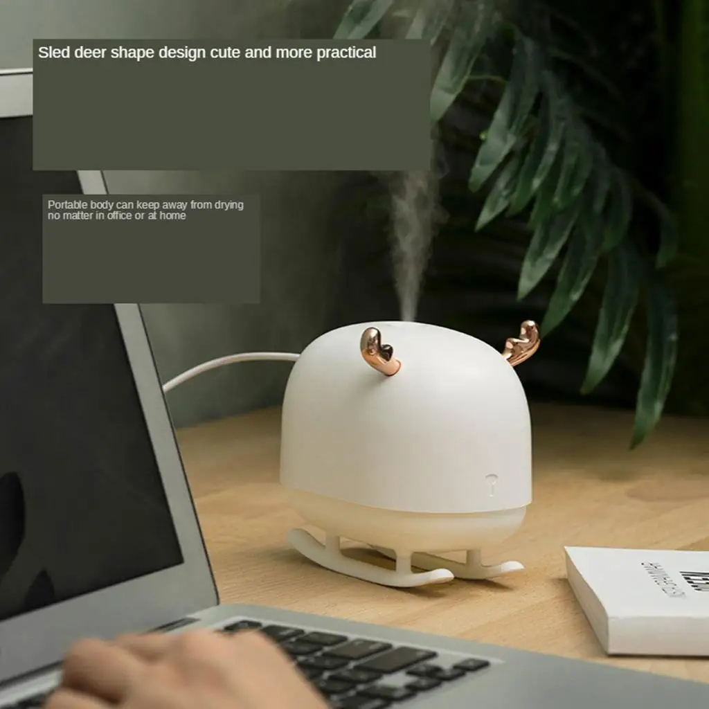 USB Cool Mist Deer Humidifier Water Sprayer for Desktop Office with LED
