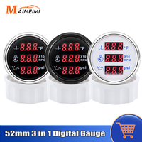 AD 52mm 3 in 1 Digital Gauge Water Temperature + Tachometer + Oil Pressure Car Gauge With Alarm For 12V 24V Car Boat Truck SUV