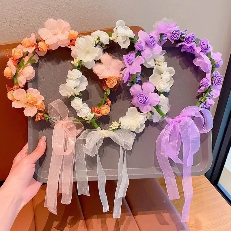 

Children's Headwear Flower Garlands Bridesmaid Garlands Girls' Dress Accessories Flower Crown Diademas Para Niñas