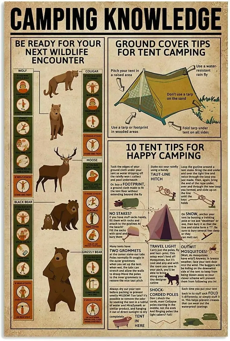 Affiche d'art rétro, enseigne en métal pour camping, café, bar, décoration murale, plaque décorative 12x16 pouces