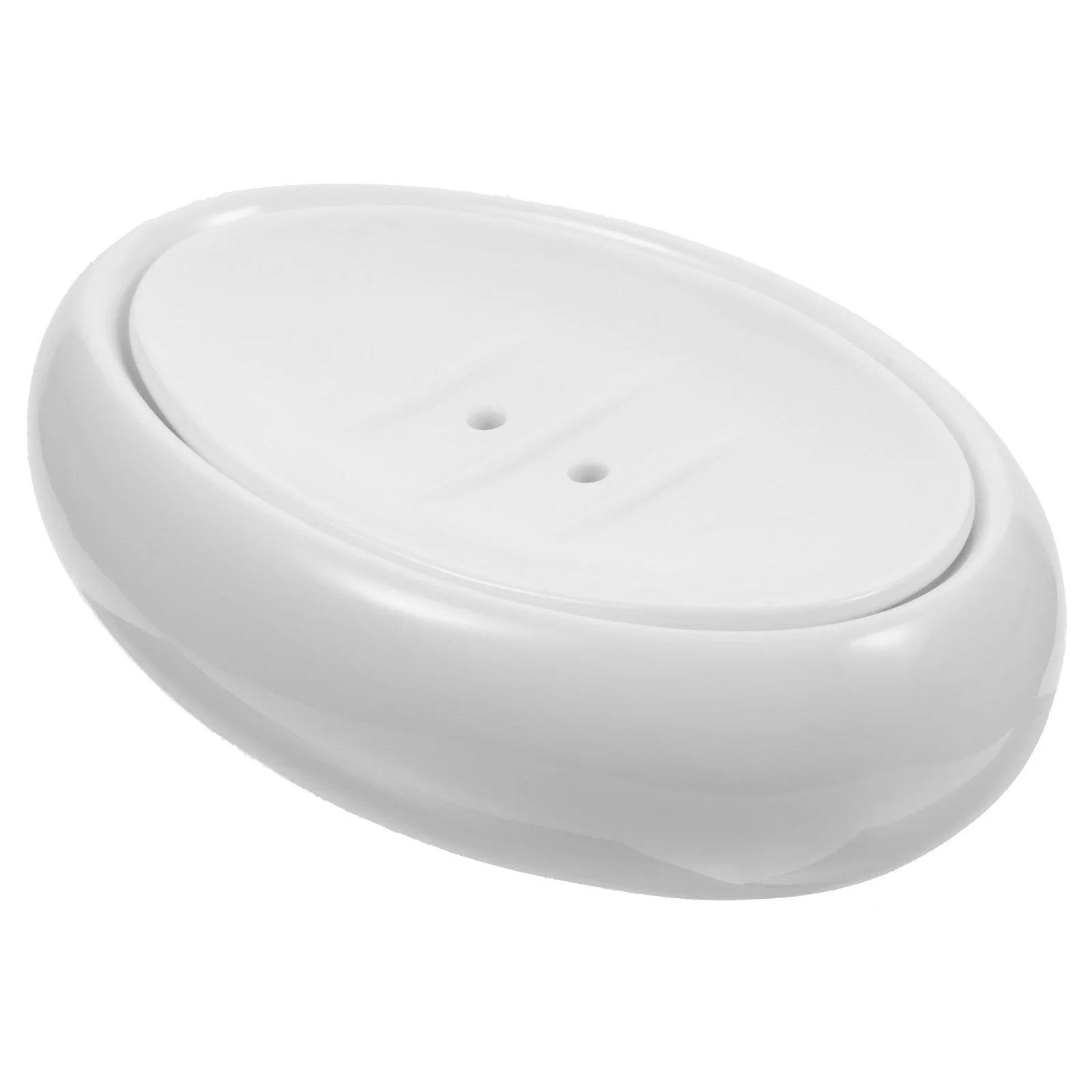 Creative Oval Double Layer Drainable Ceramic Soap Dish White Case Holder Container Home Supplies Shower Bathroom