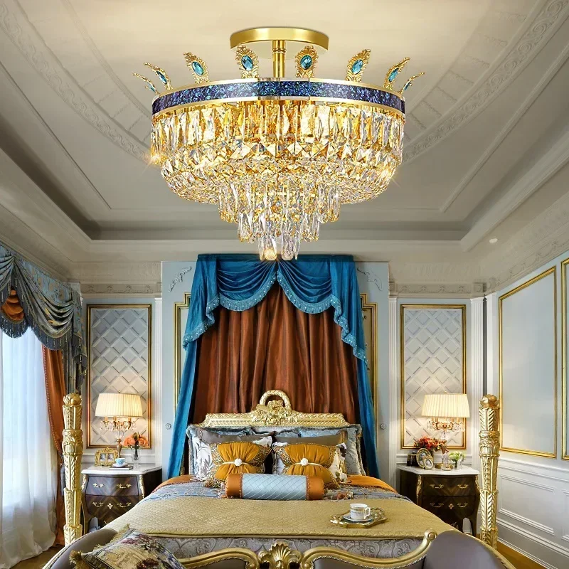 

Crystal Contemporary Luxury Pendant Lamp for European Living Room Restaurant Bedroom Villa Hotel Duplex Staircase Chandelier