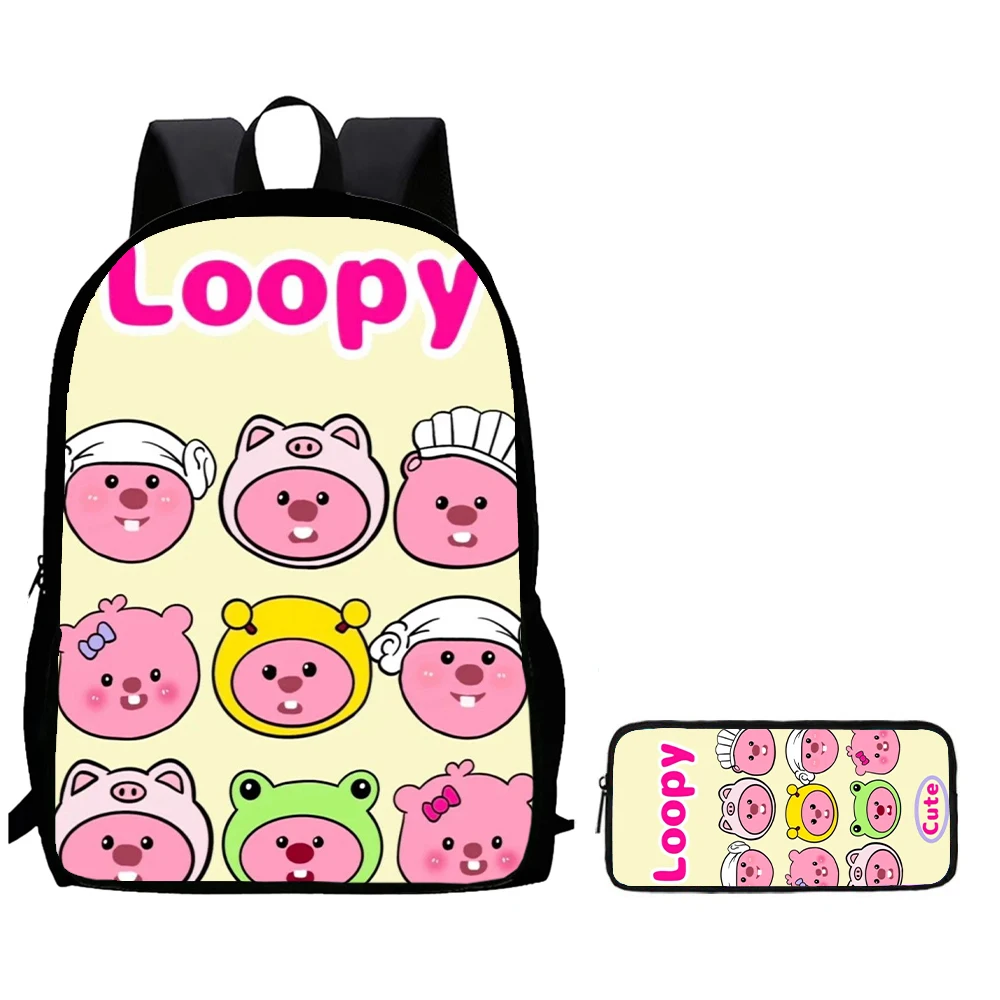 

2Pcs Set Child Backpack With Pencil Bags,Cartoon Loopy School Bags for Boys Girls,Durable School Bags for Kindergarten