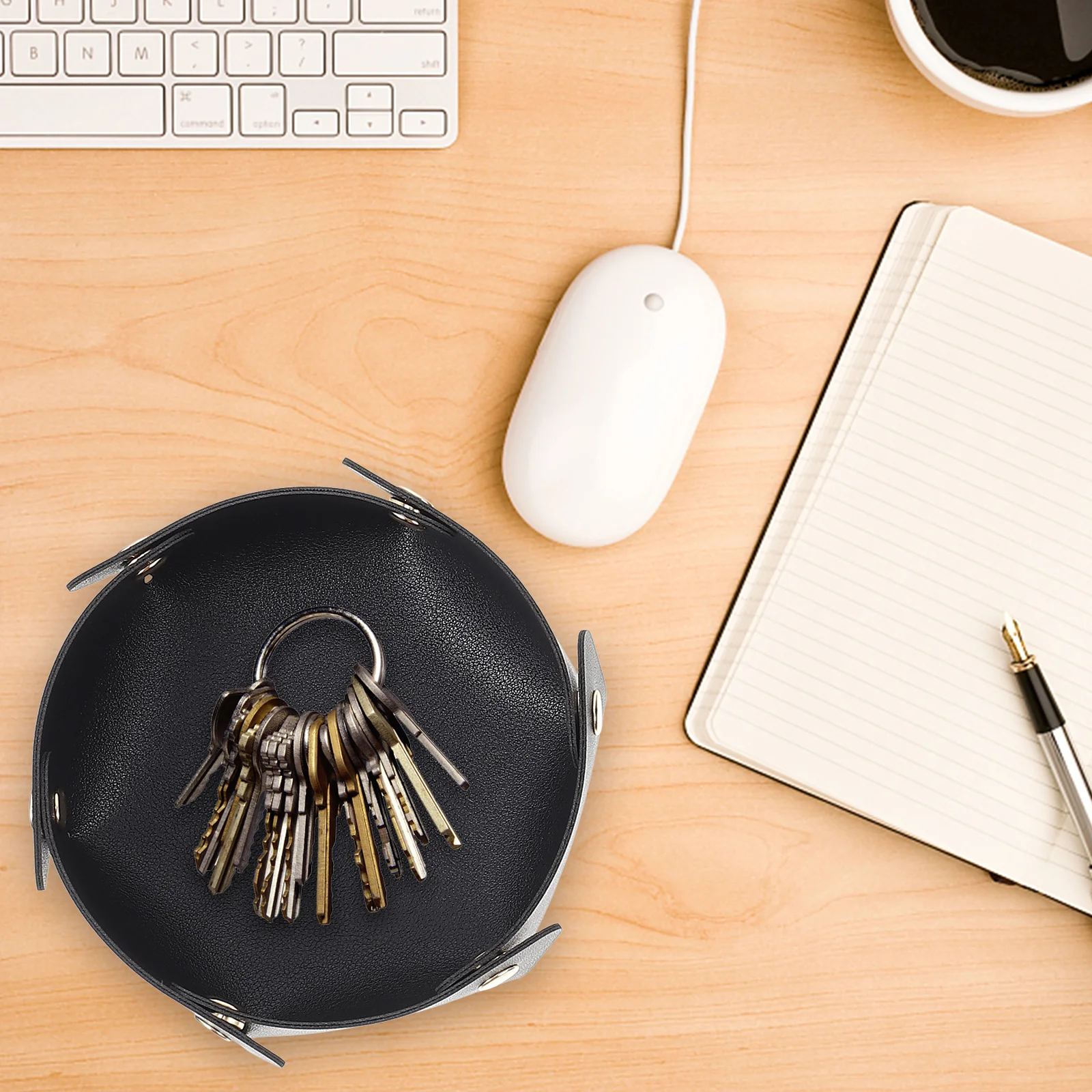 

2Pcs PU Desktop Key Containers Storage Boxes Entryway Organizers Sundries Holders Key Organizers