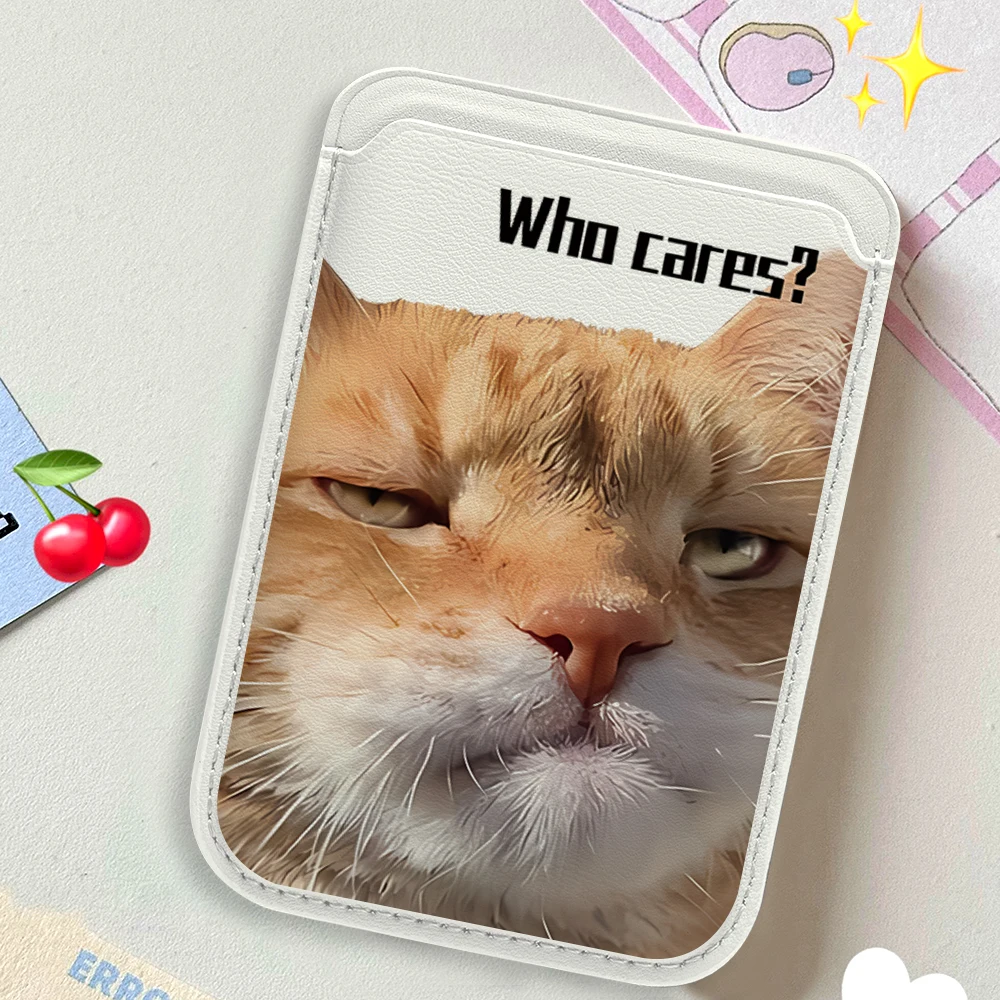 Kreatives Straßenkatzen-Leder-Kartenetui Handy-Kartenhalter für Magnetische Hülle Geeignet für alle iPhone Magsafe Karten-Handy-Rückentaschen – Detail 3