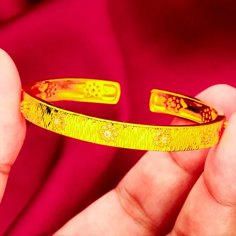 

Женский модный браслет с открытыми бриллиантами, 24-каратное золото AU999 — традиционное ремесло, блестящие бриллианты, антиокислительные, для платьев