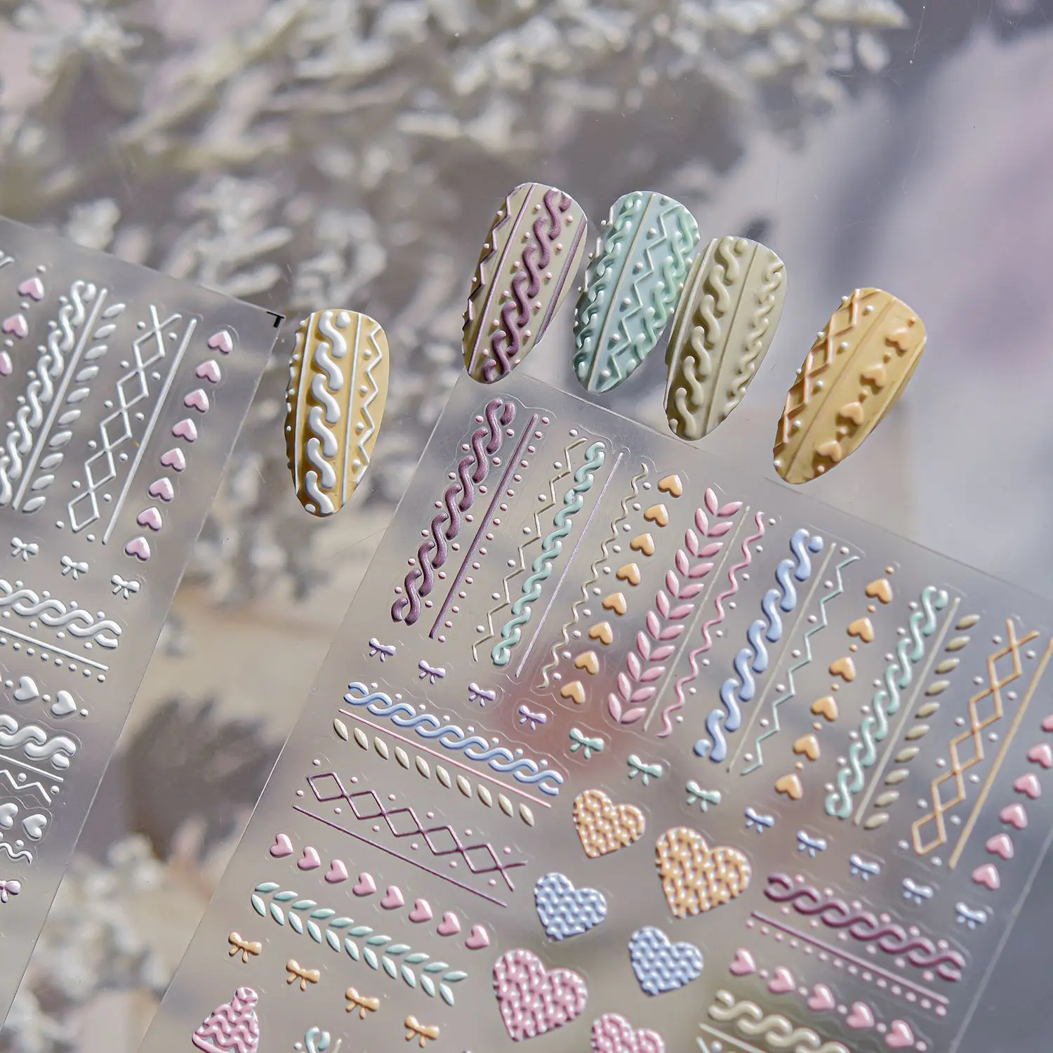 5D تنقش مسمار ملصقات الشتاء رائعة لطيف سترة الحب الانحناء مسمار الفن ملصقات الإكسسوارات لاصق الأظافر ثلاثية الأبعاد زينة DIY بها بنفسك #2