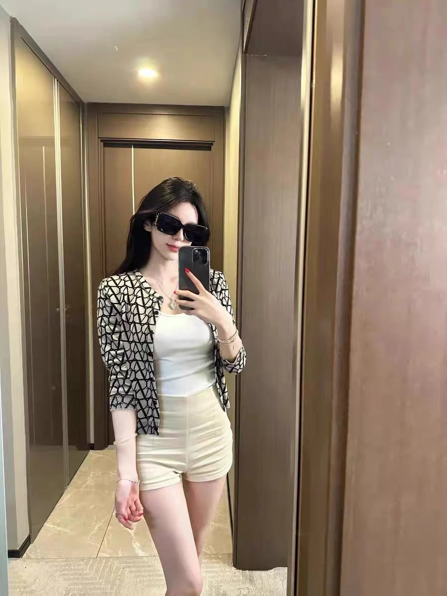 

Ele Long Sve Knitted Outerwear Sun Protection Slim Fit Air Conditioning irt Luxury Brand Sweet Sle Summer Faion