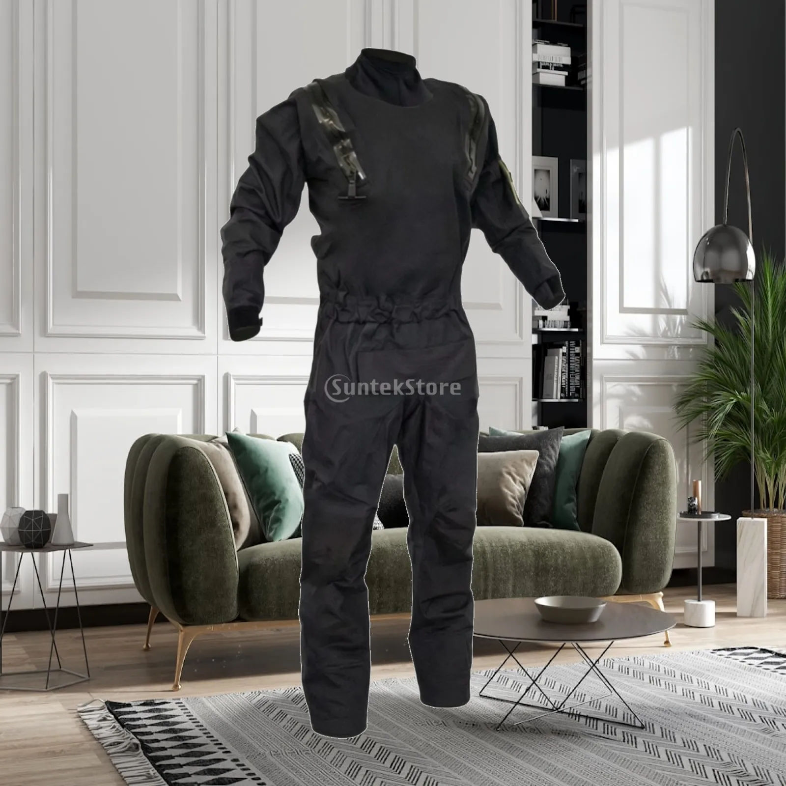 One-Piece Dry Diving Suit Adjustable Men's Dry Suit with Front Storage Pocket One Piece Wetsuit Warm for Adults, Kayaking
