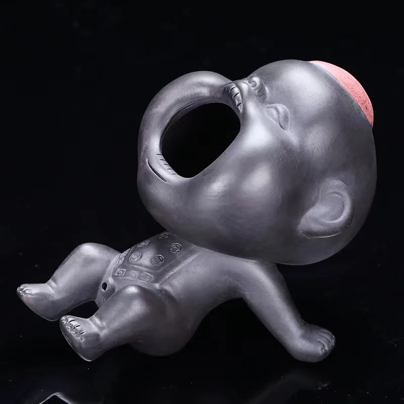 Cute Purple Sand Urine Boy Tea Pet Household Can Raise Tea Table Ornaments Fun Peeing Doll Tea Toy Set Accessories