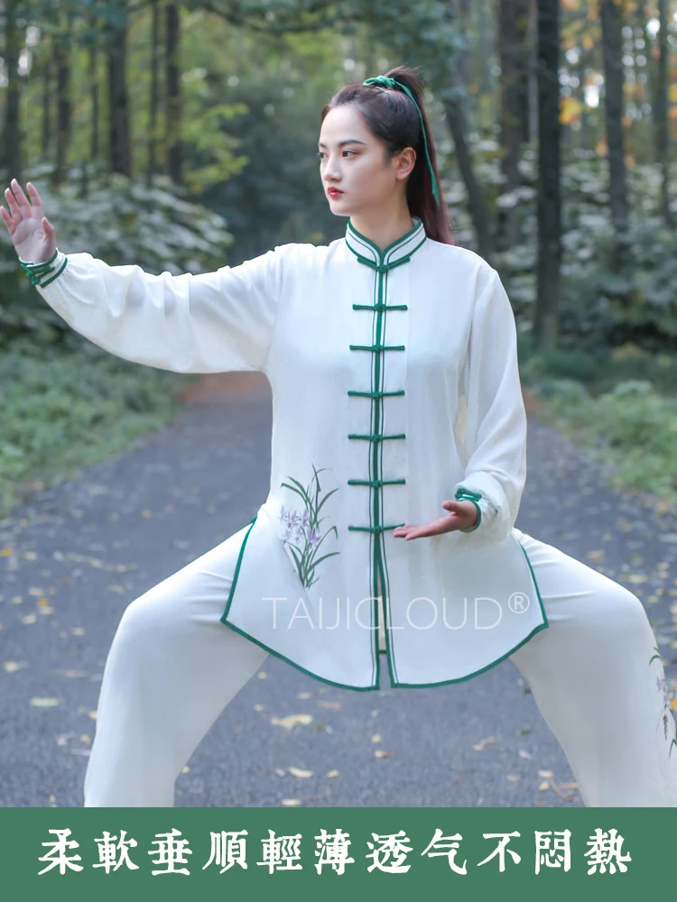 Tai Chi Uniform for Women, Original Orchid Performance Costume, Chinese Kung Fu Martial Arts Training Wear