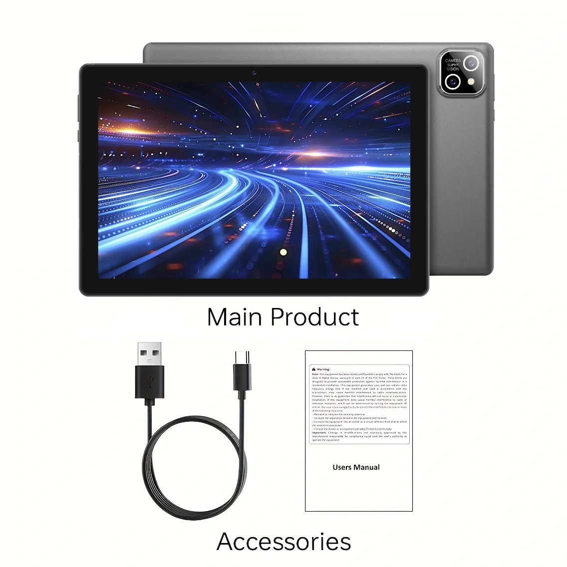 I-Atar 2025 Nuovo tablet da 10,1 pollici, sistema Android 12,0, 4Gb Ram+64Gbrom, processore Quad-Core, display HD 1280*1920 Ips, tablet computer con doppia fotocamera, supporto 2.4G Wifi, batteria integrata da 6000Mah, regalo ideale per feste per le vacanze, computer tablet per studenti