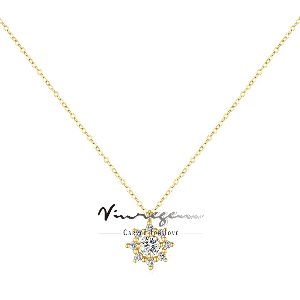 

Vinregem Pass Test 3EX VVS1 D Color 0.5CT 5MM Real Moissanite Diamond Gemstone Pendant Necklace 925 Sterling Silver Fine Jewelry