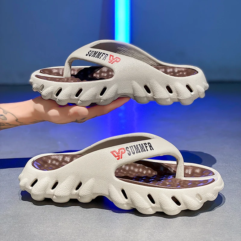 عالية الجودة شبشب رجالي الوجه يتخبط في الهواء الطلق صنادل شاطئ مريحة لينة وحيد الشرائح الرجال عدم الانزلاق النعال المنزل الوجه يتخبط